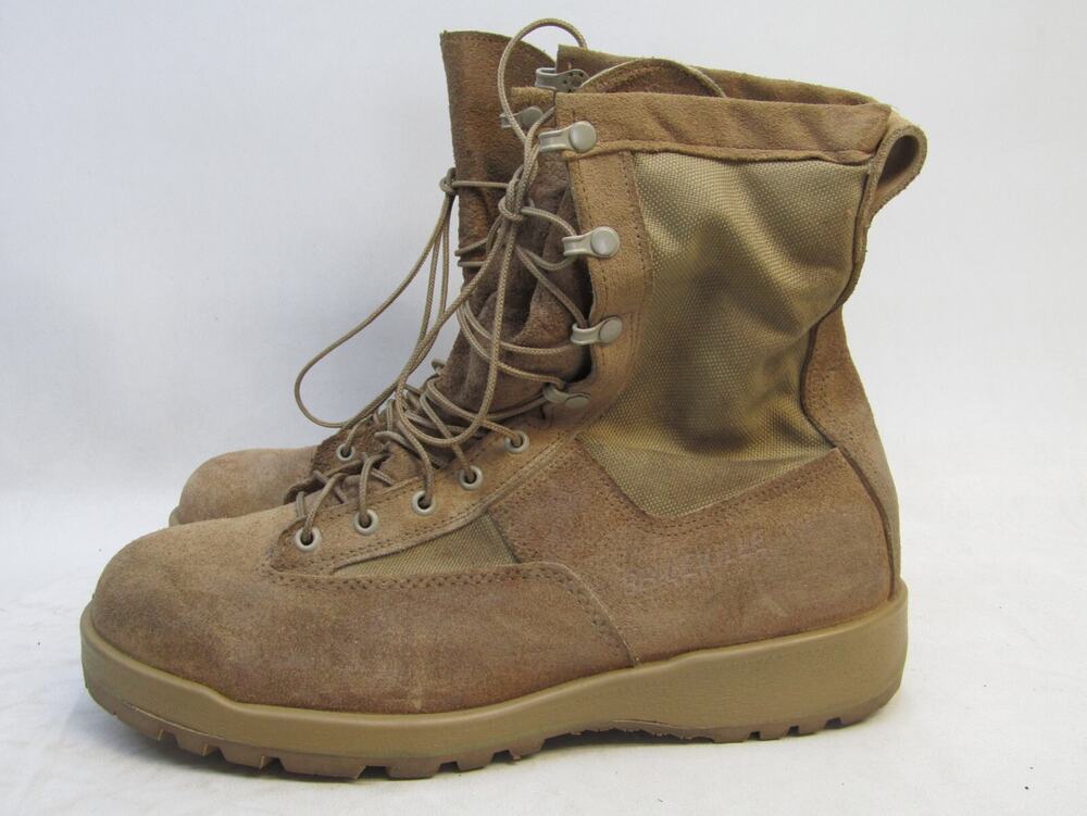 Belleville Mens Sz 12 R Brown Suede Canvas Combat Tactical Military Work Boots